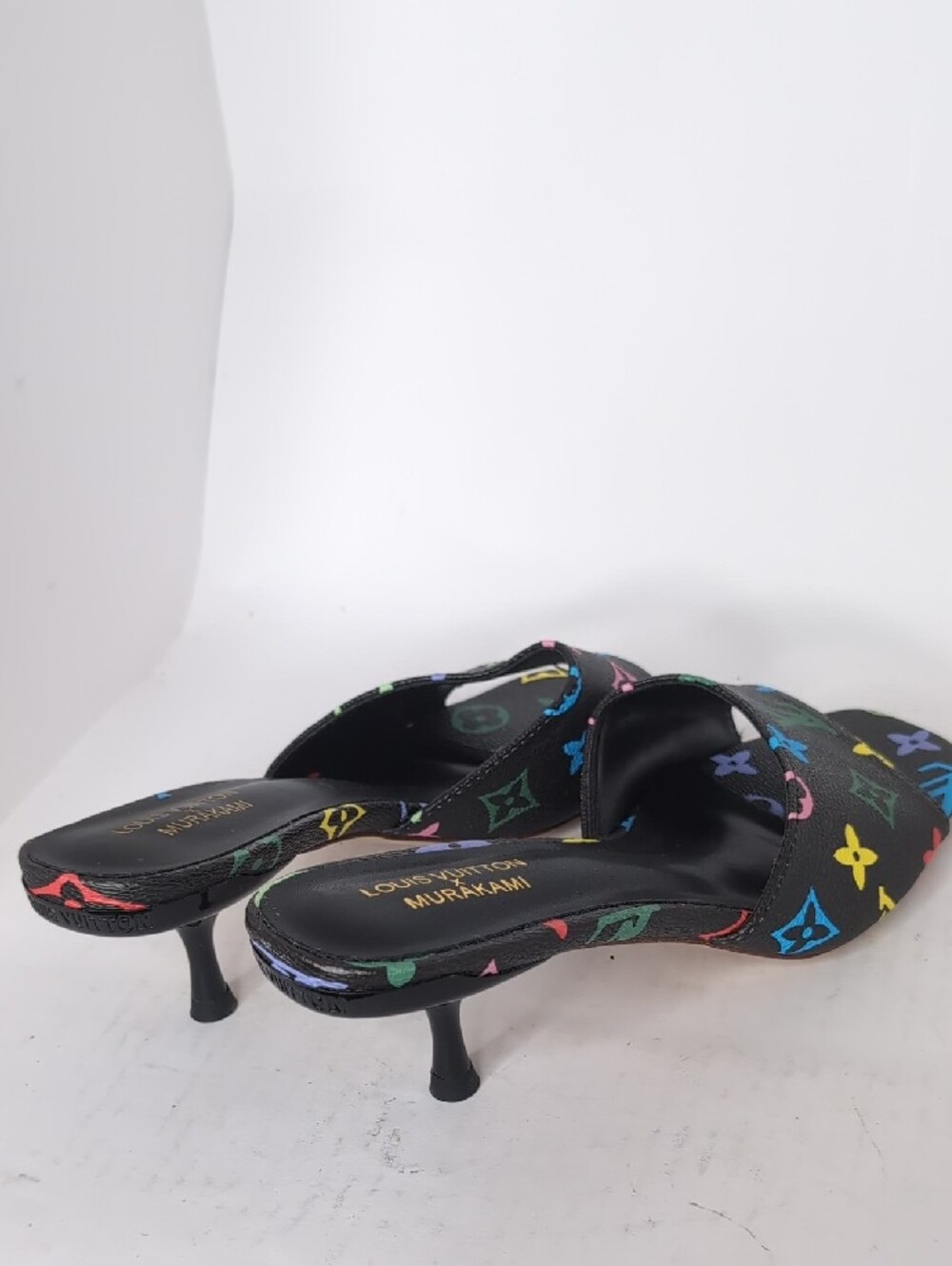 Black Multicolor Open-Toe Mules - Picture 5 of 7